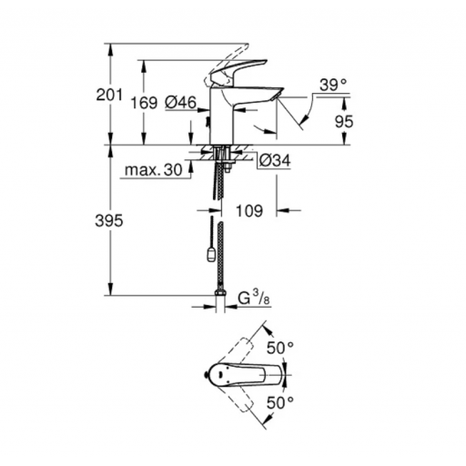 Смеситель для раковины GROHE Eurosmart 33188003 однорычажный хром